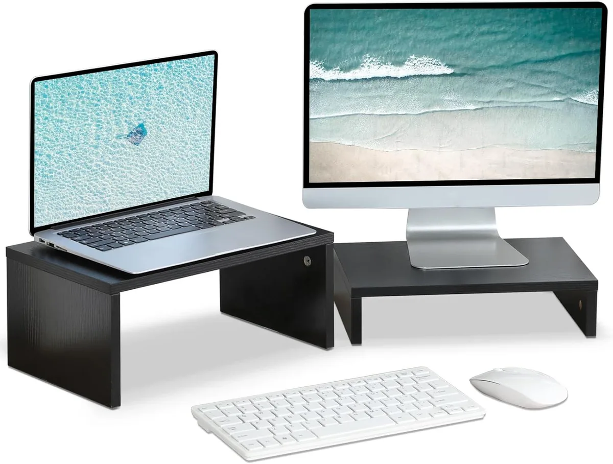 PISKEKAT PISKEKAT 2 Pack Black Monitor Stand Riser Server Rack — product photo