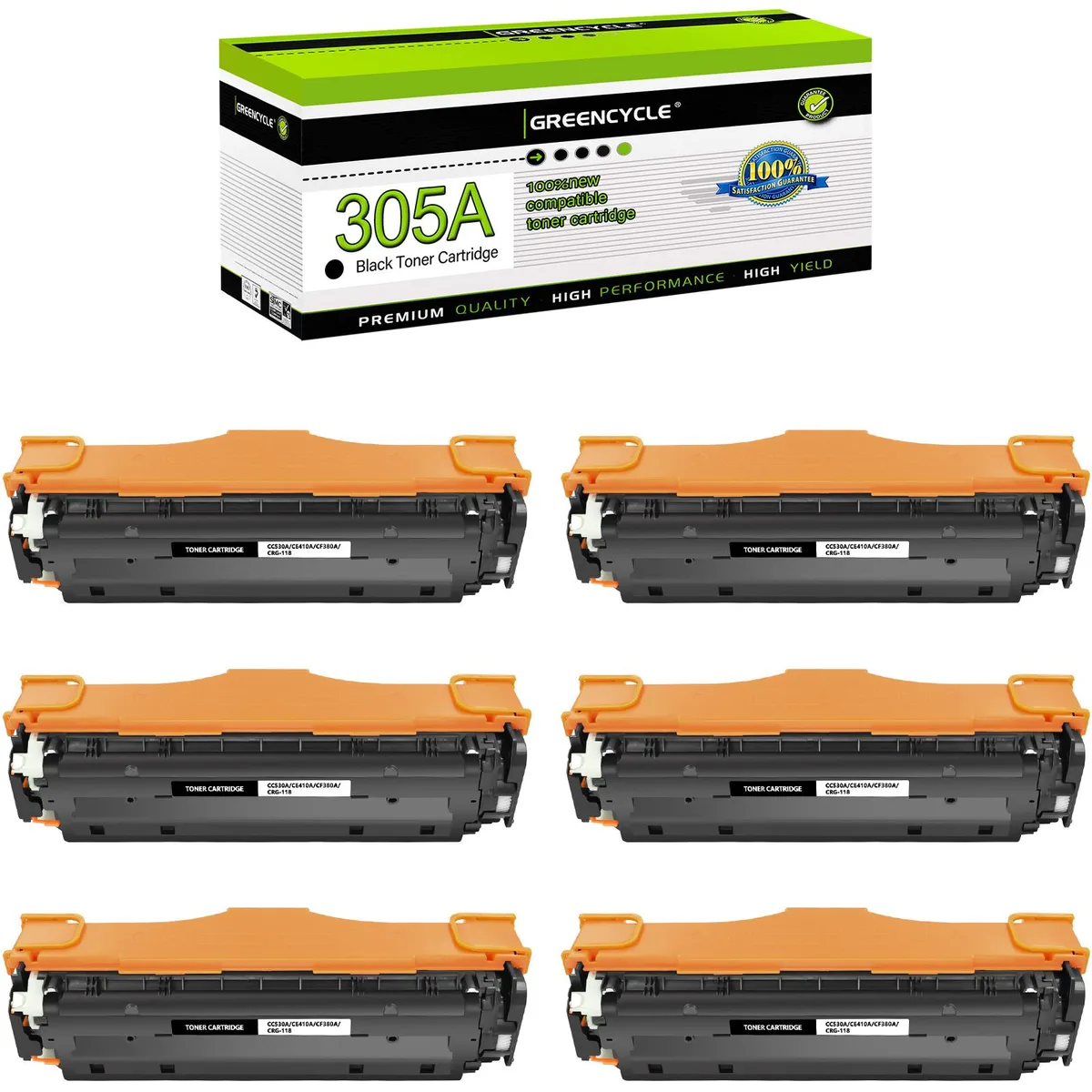 GREENCYCLE GREENCYCLE 305A CE410A Black Toner Cartridge 6 Pack — product photo