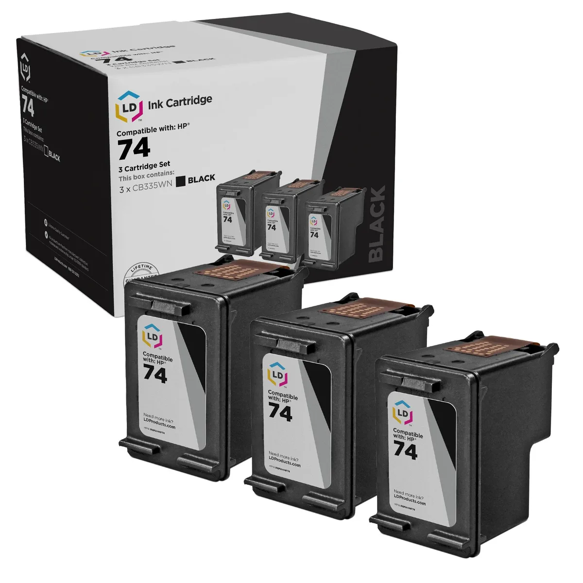 LD Products LD Products HP 74 Black Ink Cartridge 3-Pack 200 Pages — product photo