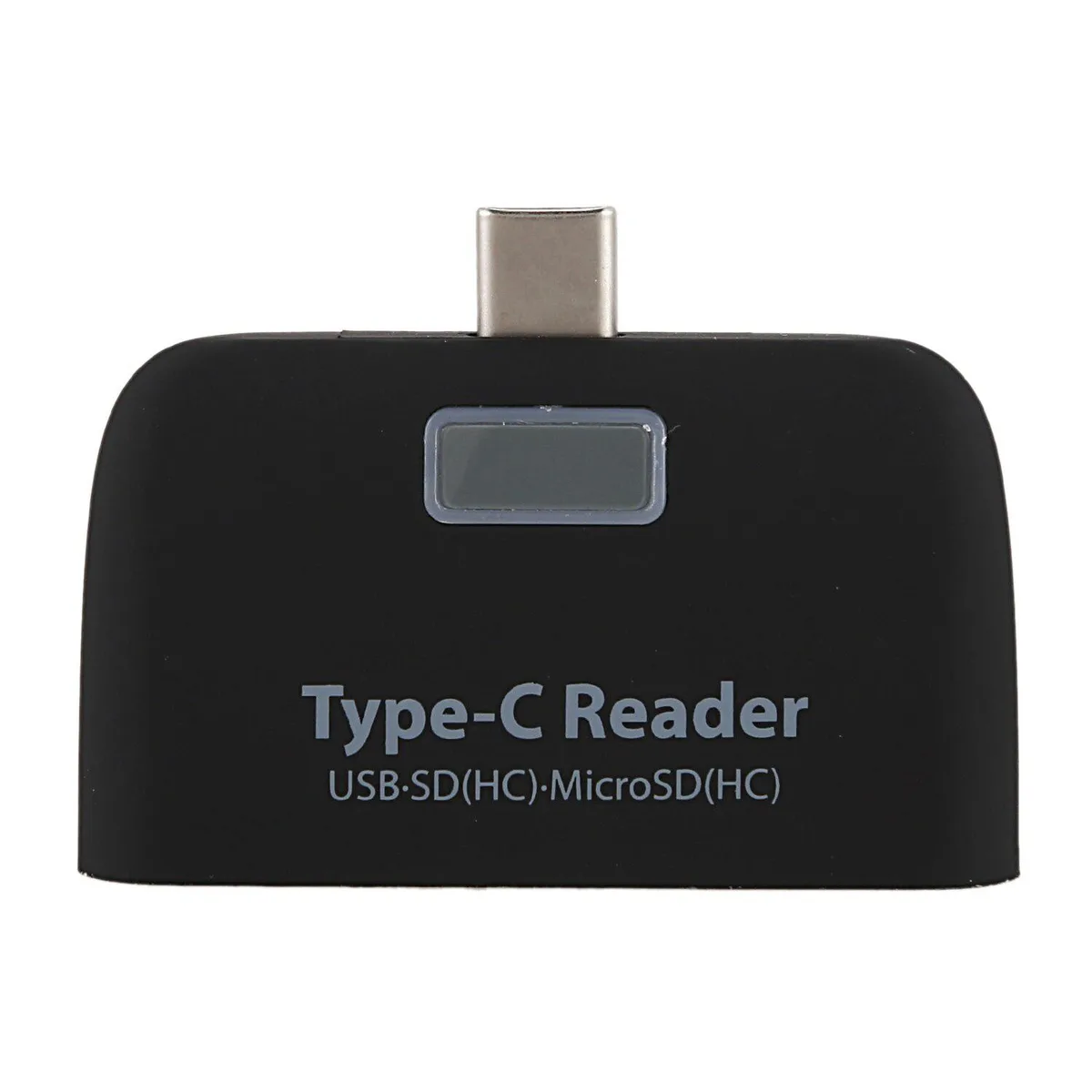 Black 8-in-1 card reader with micro-USB charge port