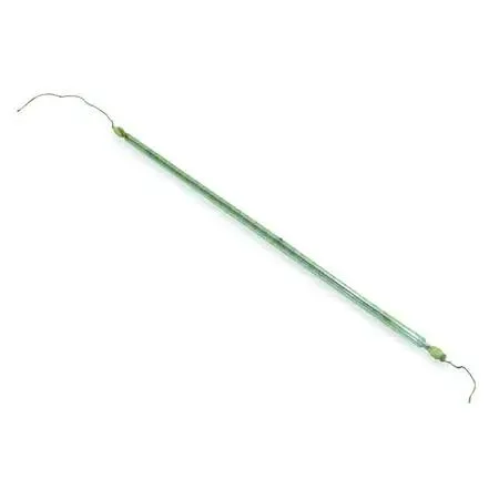 Clear quartz tubular heater element with wire leads