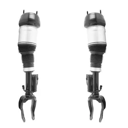 Two silver front air strut assemblies in a kit