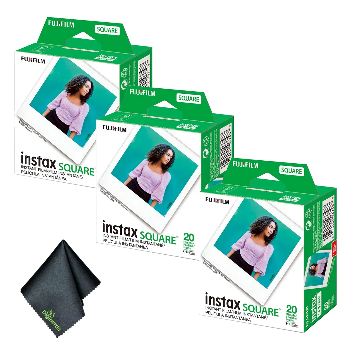 FUJIFILM FUJIFILM instax SQUARE Instant Film 60 Exposures + Microfiber Cloth — product photo