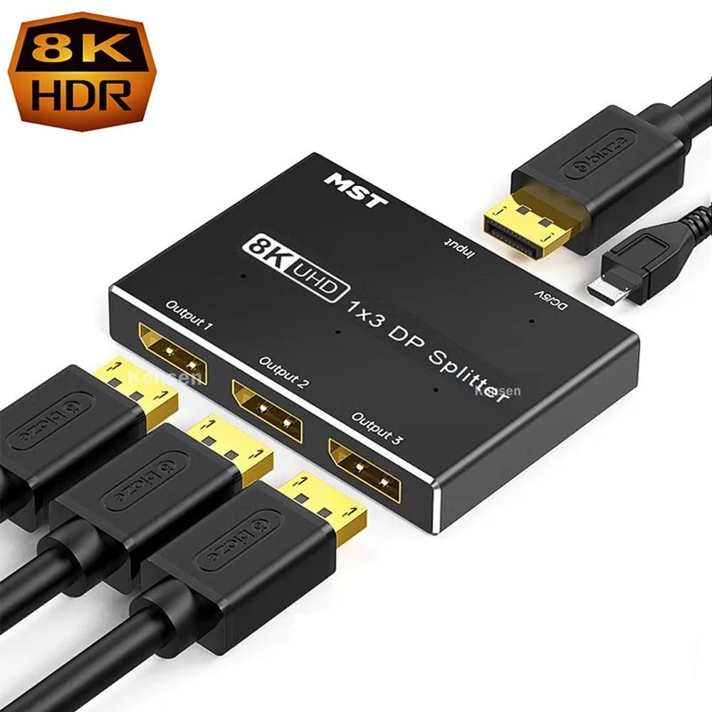 LUOM LUOM TJ-A036 DisplayPort 1×3 MST Hub 8K 30Hz 4K 144Hz — product photo