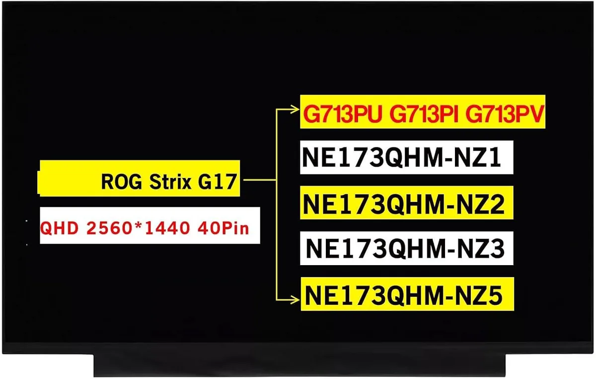 NUOLAISUN NUOLAISUN 17.3" QHD 2560x1440 240Hz laptop screen — product photo