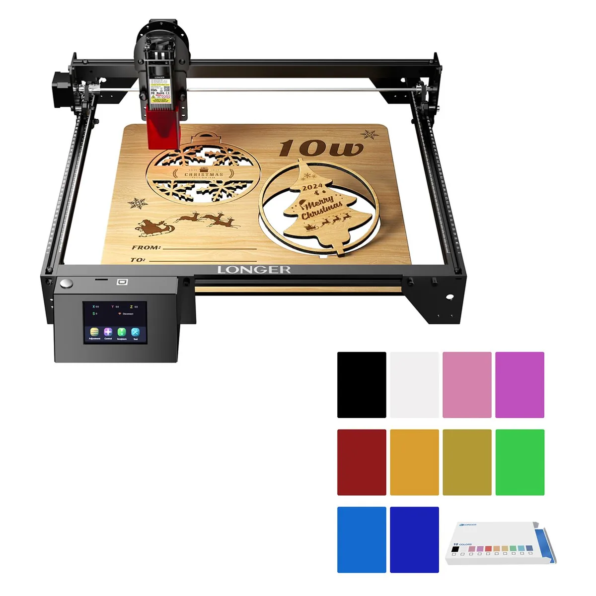 LONGER LONGER RAY5 10W Laser Engraver & 50 Aluminum Business Cards — product photo