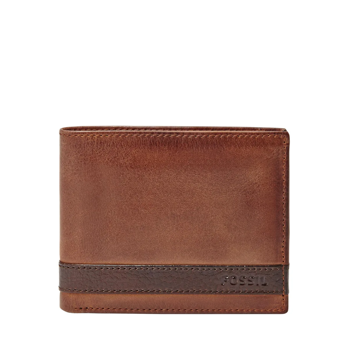 Fossil Quinn Leather Bifold Flip ID Wallet Brown — product photo
