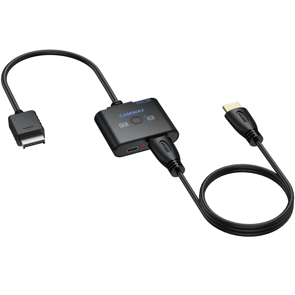  CAMWAY PS2 HDMI Upscaler 1080P RGB YPbPr Switch 4:3 16:9 — product photo