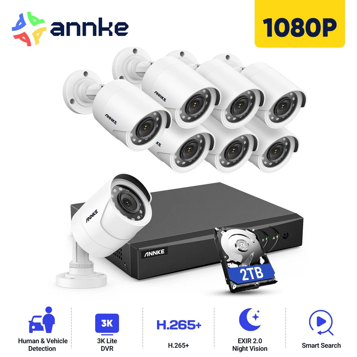 Annke Annke 3K Lite 8CH DVR 2TB 8×1080p 100ft Night Vision — product photo