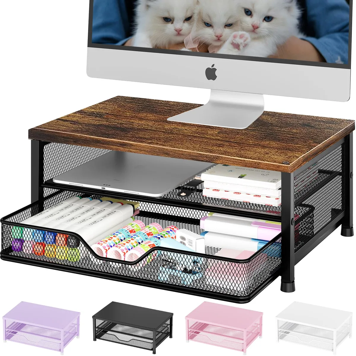 No Sew No Sew Monitor Stand Riser with Drawer Brown 14 x 9.1 x 5.6 inches 44 Pounds — product photo