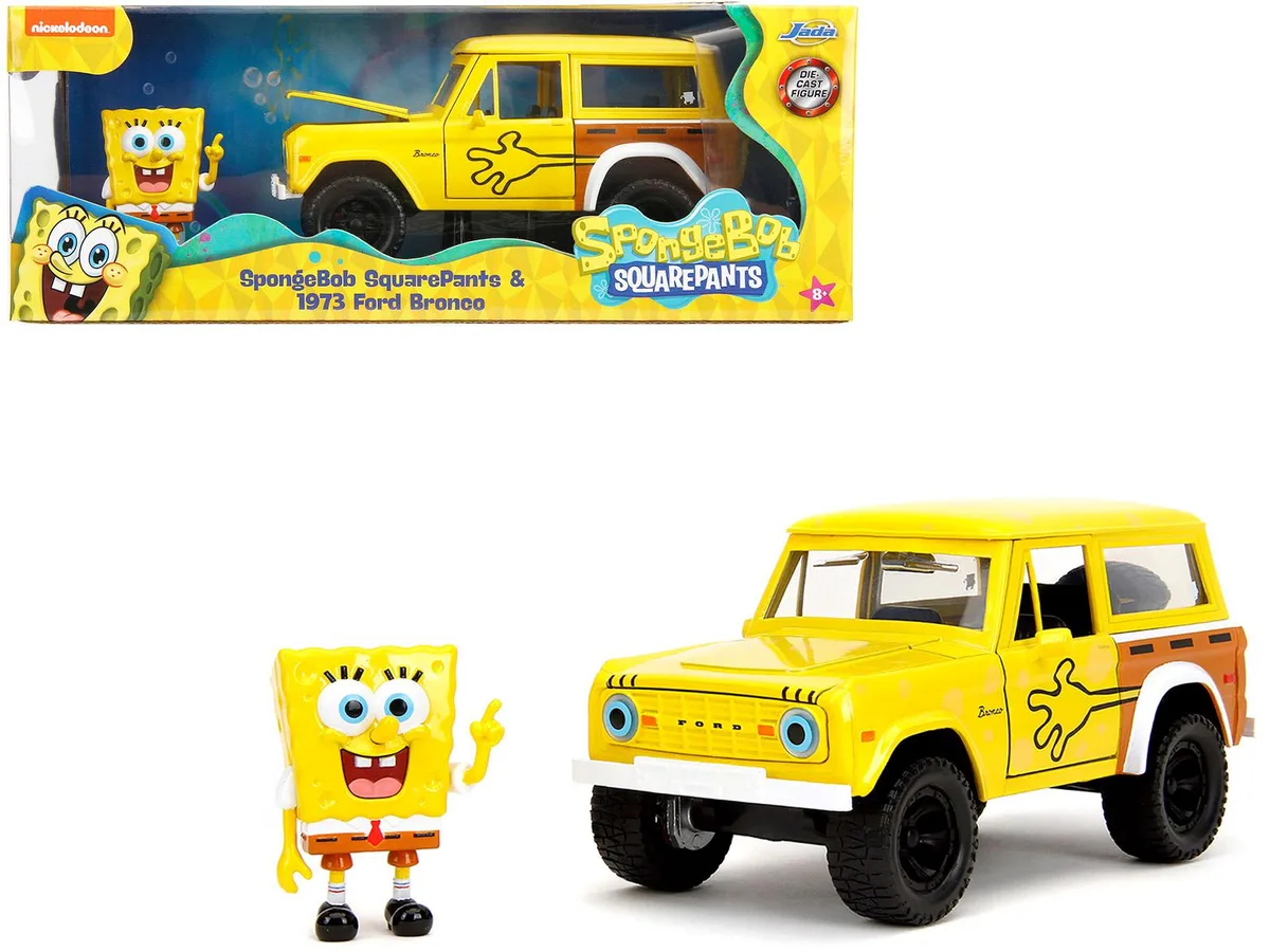 Jada Jada 1973 Ford Bronco Yellow SpongeBob SquarePants 1/24 Diecast — product photo