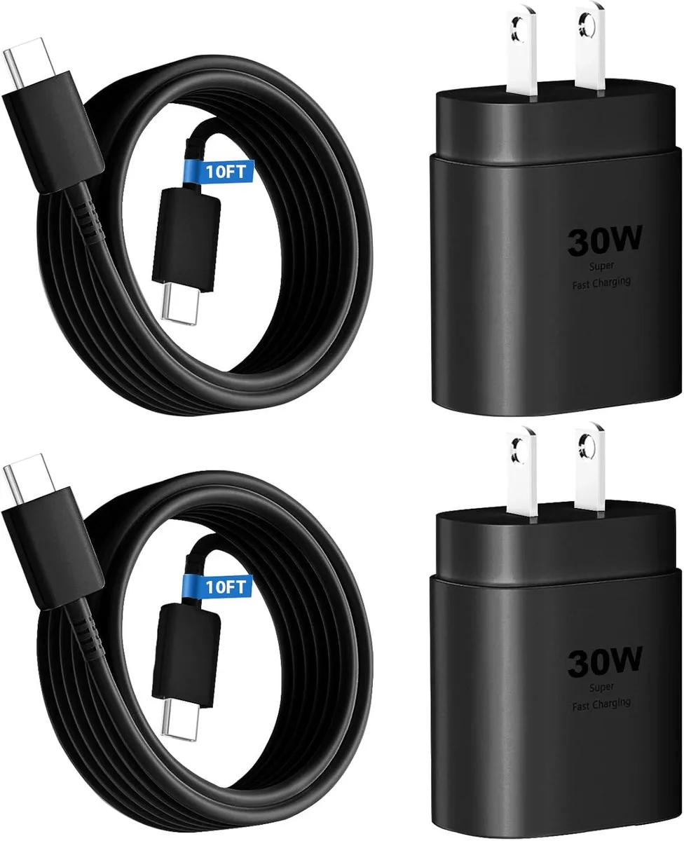 30W USB-C Charger with 10ft Cable for iPhone 15-17, Black — product photo