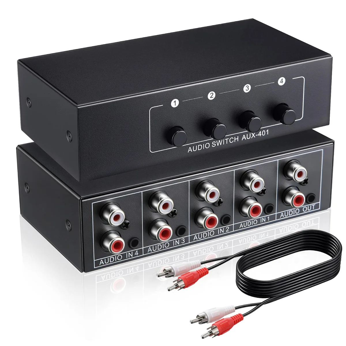  AVer TD-Gulfmew-1839 production switcher 4 in 1 out 3.5mm RCA 5 ft cable — product photo