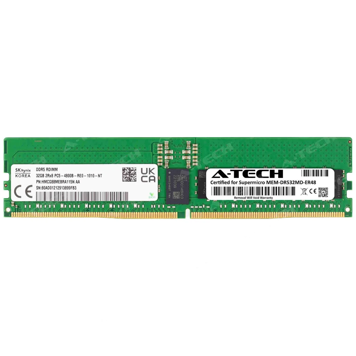 A-Tech A-Tech 32GB DDR5 4800 ECC RDIMM Supermicro Certified MEM-DR532MD-ER48 — product photo