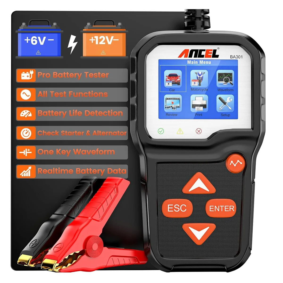 WUQ WUQ BA301 6V 12V Battery Tester 100-2000 CCA car electronics accessory — product photo