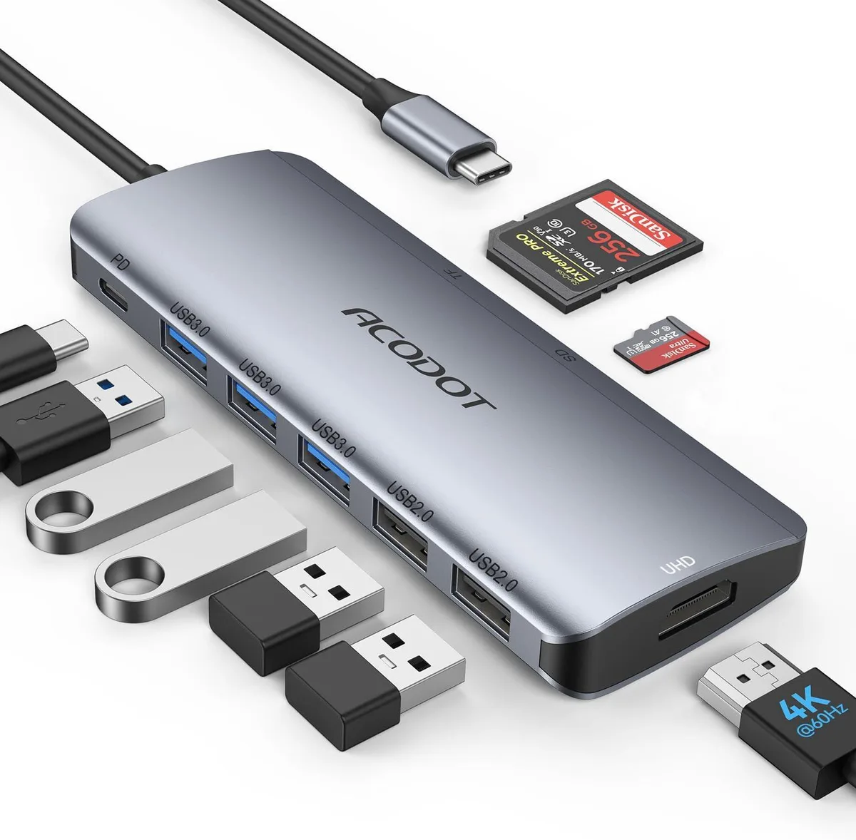 MCHOSE MCHOSE USB C Hub 9-in-1 4K@60Hz HDMI 100W PD 3 USB3.0 2 USB2.0 SD/TF — product photo