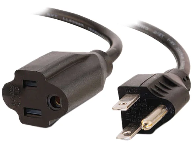 Cables To Go Cables To Go 03137 18 AWG Power Extension Cord 1 ft NEMA 5-15P to NEMA 5-15R Black — product photo
