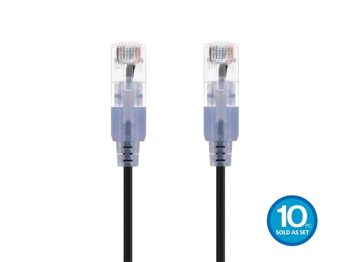 Monoprice Inc. Monoprice 115149 SlimRun Cat6A Ethernet Cable 1ft Black 10-Pack — product photo