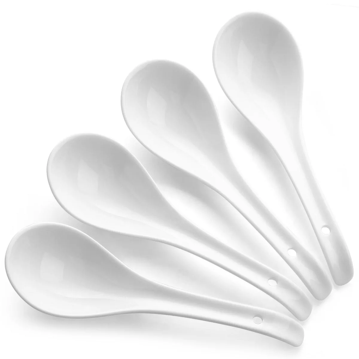DOWAN Ceramic Soup Spoons White Set of 4 6.75 — product photo