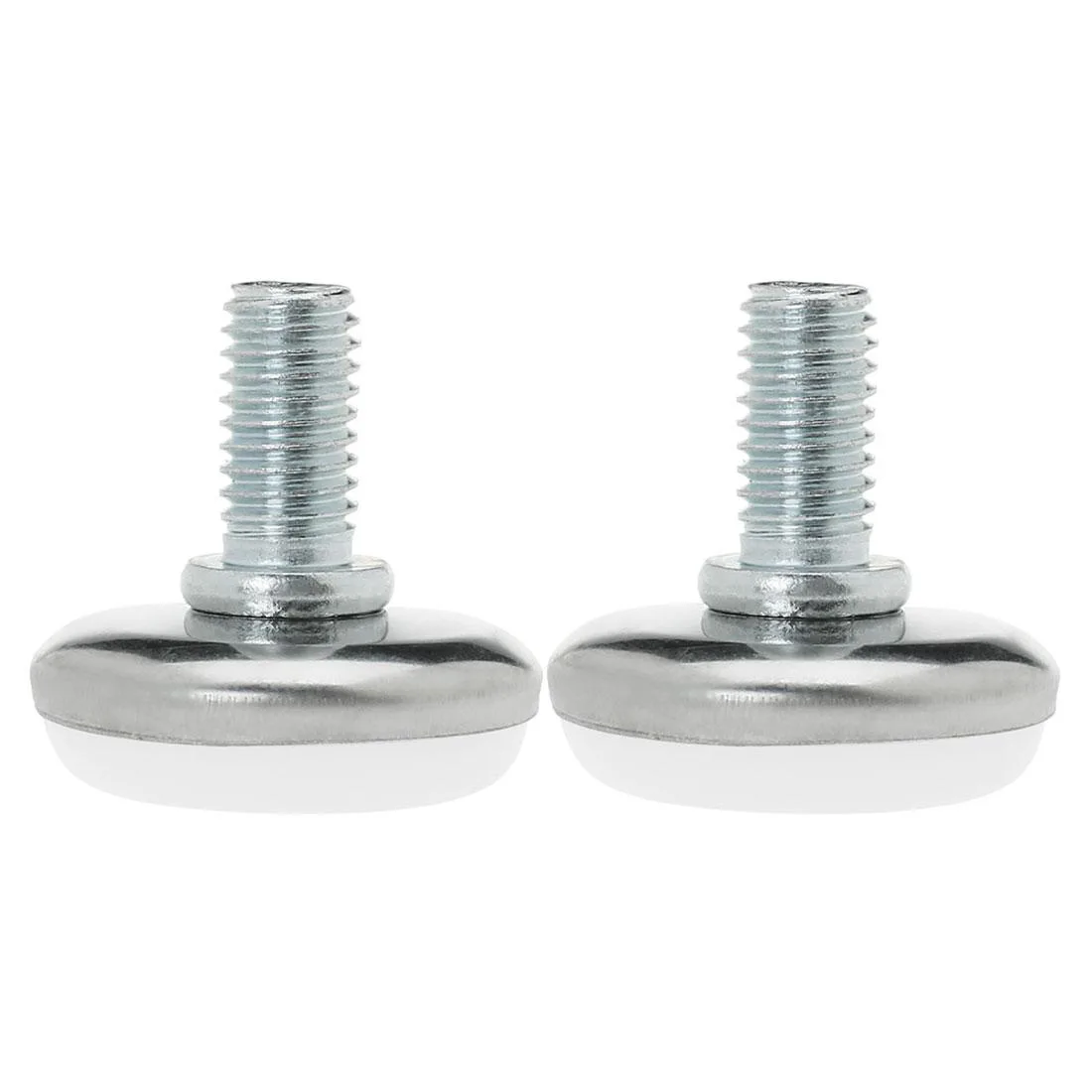 Two silver threaded M8 leveling feet with black plastic bases, 13 by 30mm, adjustable height, sold as a pair