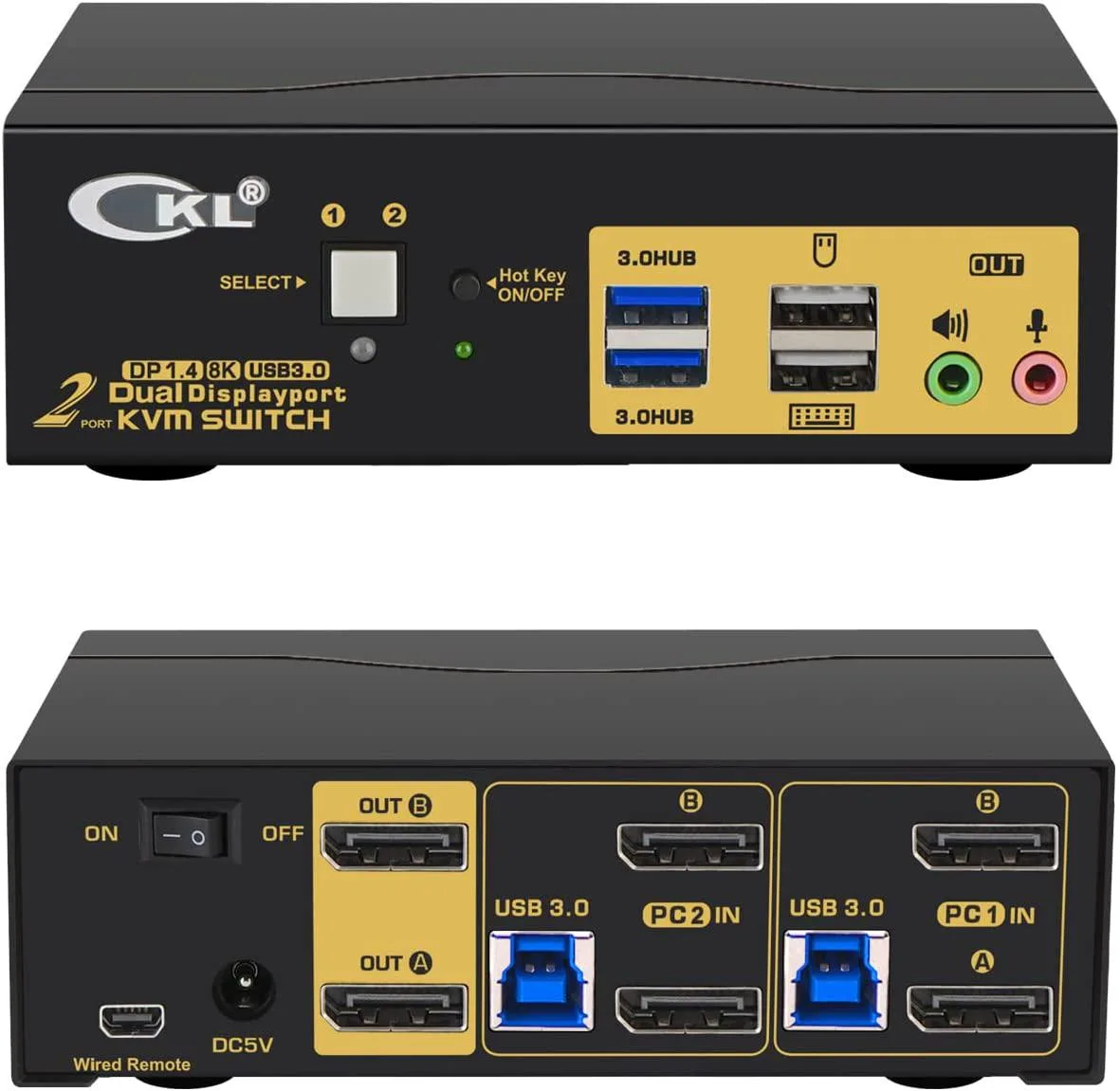 Corn Electronics Corn Electronics 2-Port USB 3.0 Dual Monitor DisplayPort 1.4 KVM Switch (622DP-4) — product photo