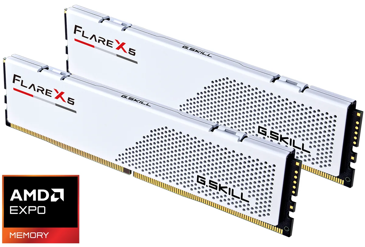 G.SKILL G.SKILL Flare X5 32GB (2×16GB) DDR5-6000 CL28 desktop RAM F5-6000J2836G16GX2-FX5W — product photo