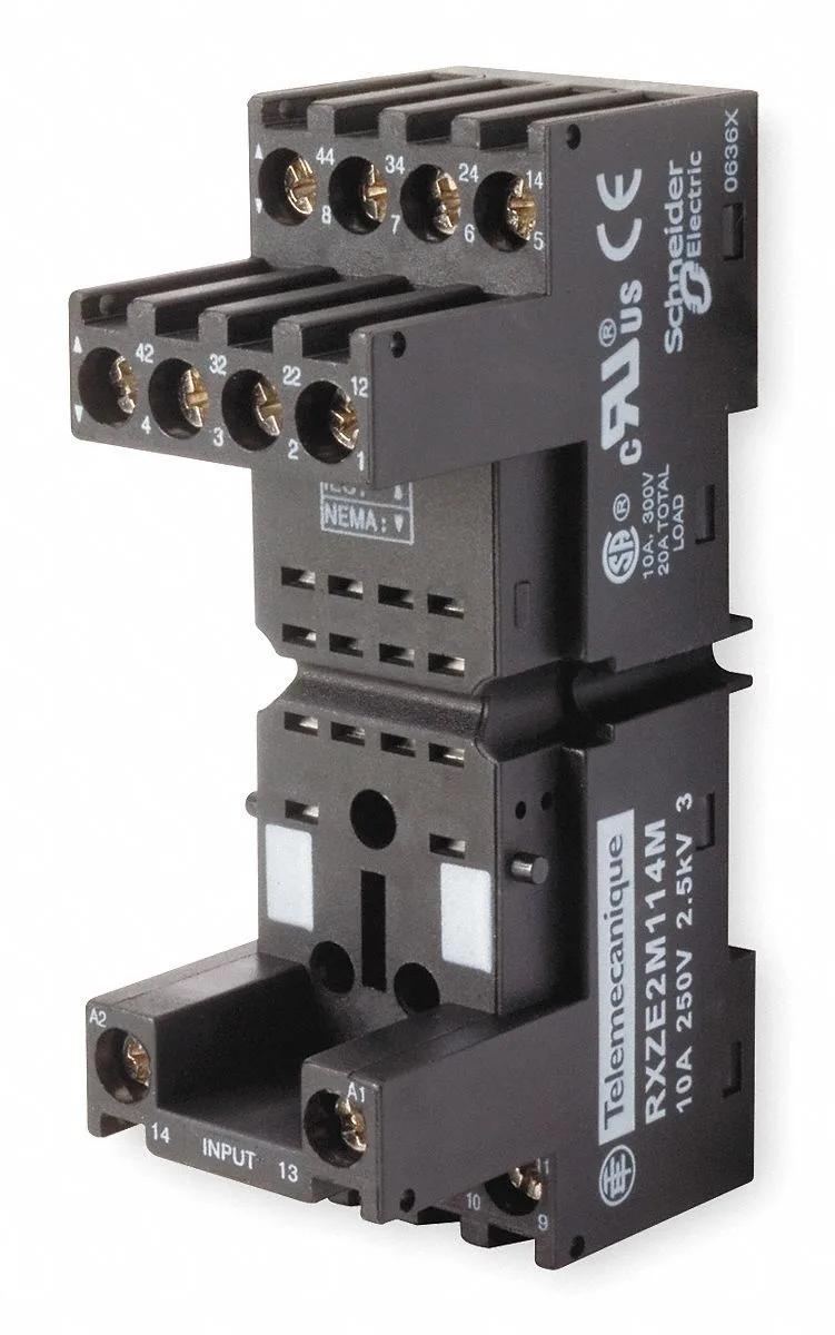 Schneider Electric Schneider Electric RXZE2M114M Relay Socket 14 Pin 10A Square DIN Rail Finger Safe Black — product photo