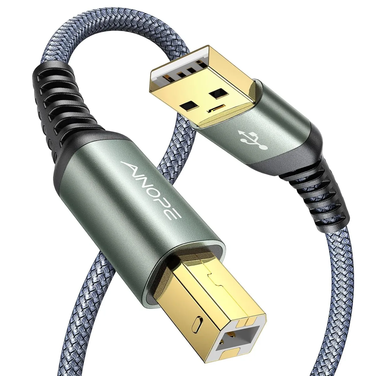  AINOPE USB A to USB B Printer Cable 6.6ft USB 2.0 480 Mbps Silver Gray — product photo