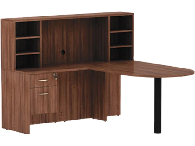 Alera Alera VA353624WA Valencia Reversible Return Bridge Shell 29.63 x 35.00 x 23.63 Modern Walnut office furniture — product photo