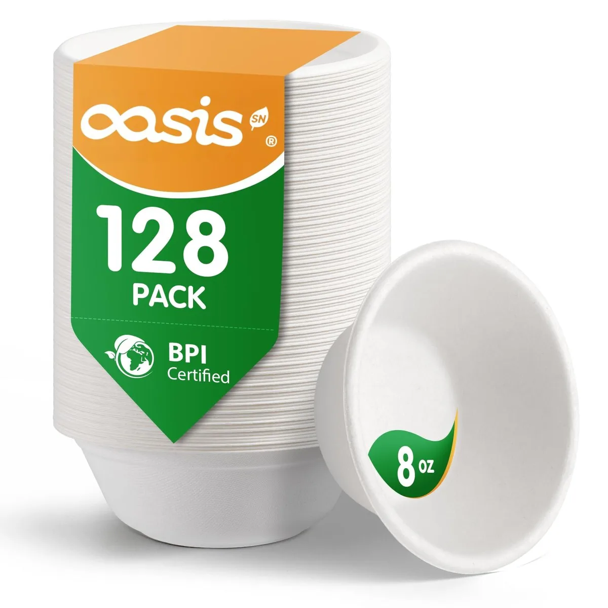 OasisSN GN-TW08 8 oz 128-Pack Compostable Dining Bowls 240 ml — product photo