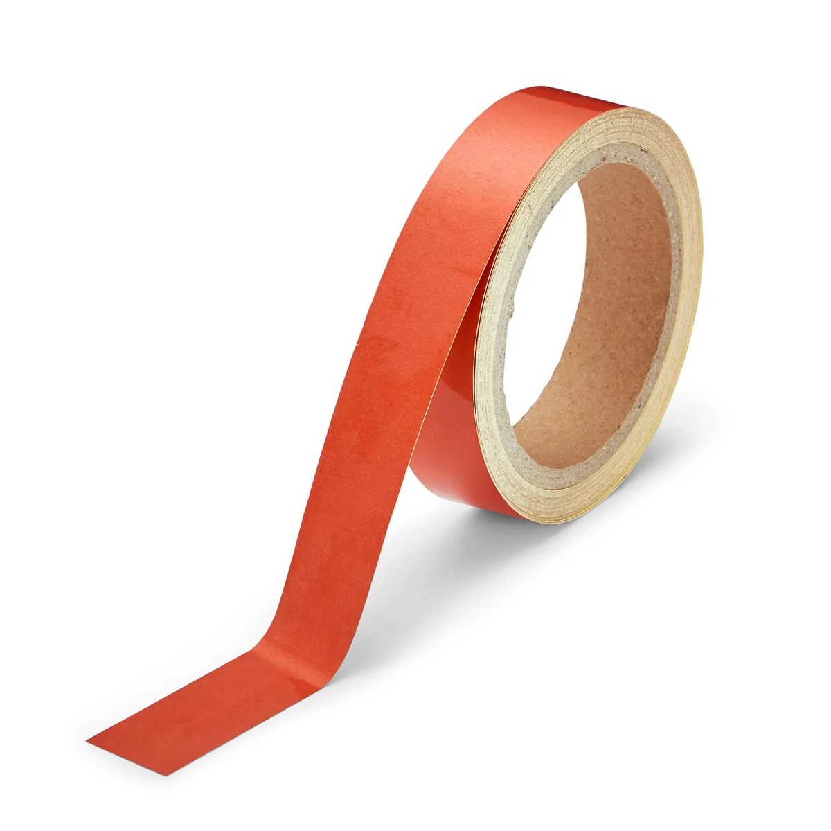 Roll of orange reflective marking tape on a three-inch core