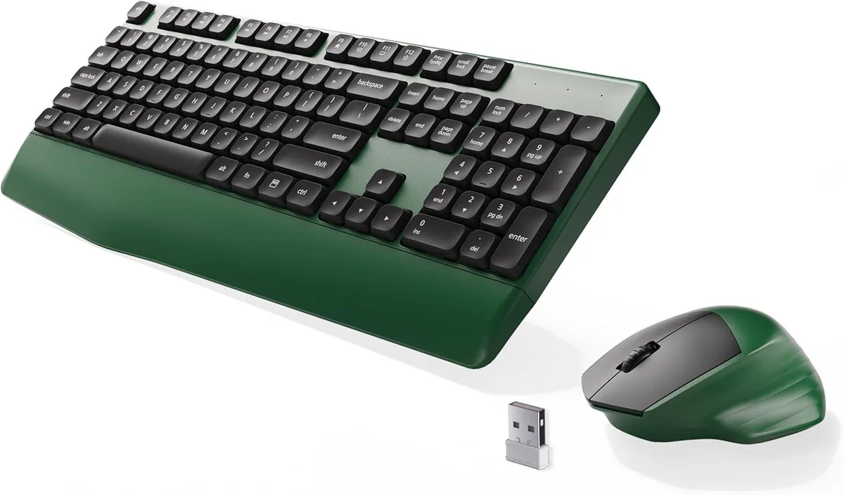 TUKO TUKO Ergonomic Keyboard &amp; Mouse Combo Dark-Green Black 104 keys 2.4 GHz 33 ft — product photo
