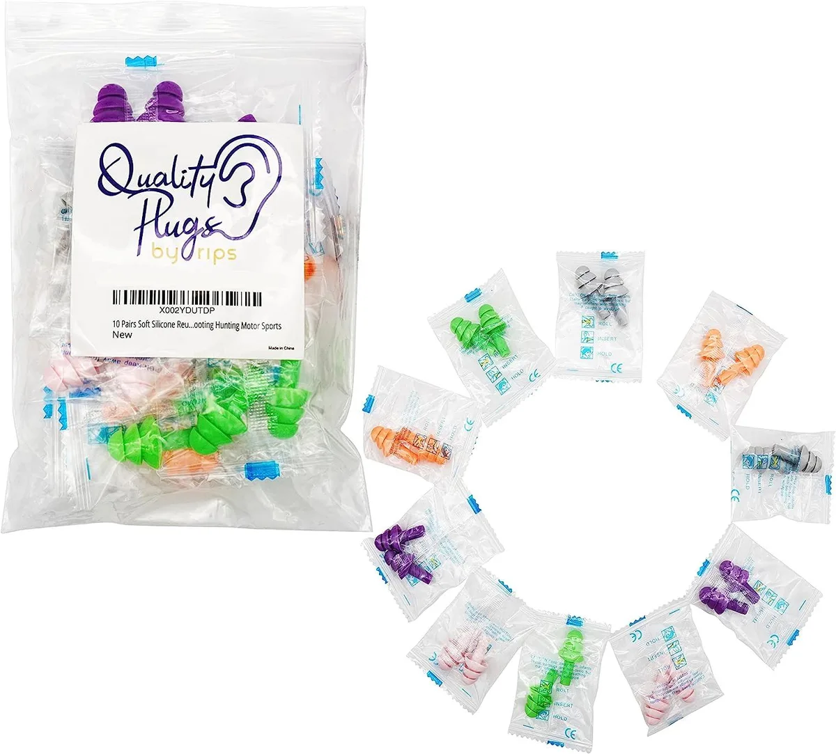 Quality Plugs by Rips Quality Plugs by Rips 10 Pairs Silicone Earplugs 28dB personal protective equipment — product photo