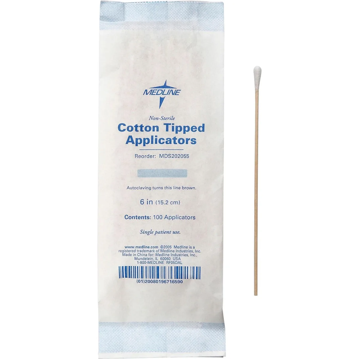Medline Medline MDS202055 Wood Cotton-tipped NonSterile Applicators 1000 Home Health Care — product photo