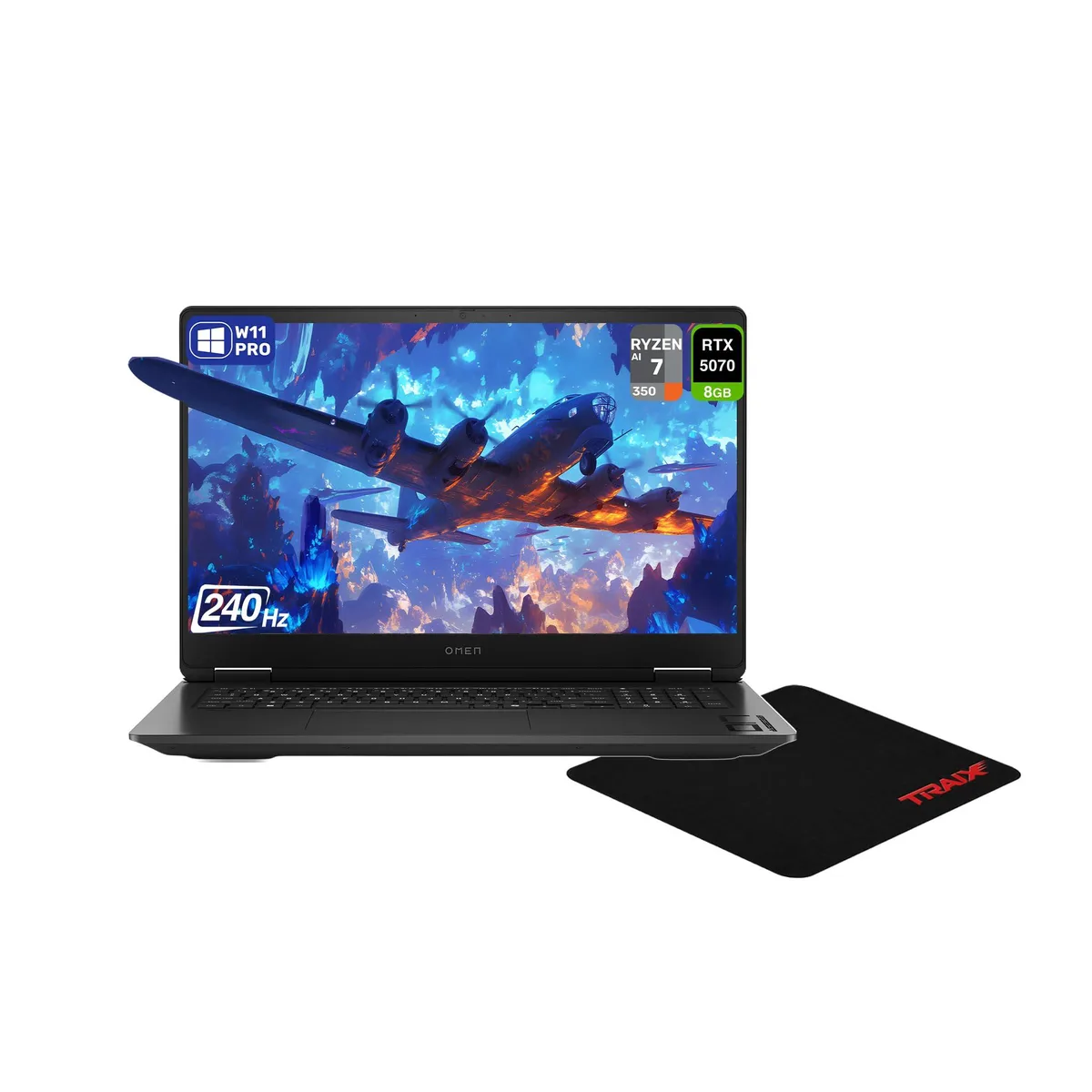 HP HP OMEN 17 Gaming Laptop AMD Ryzen AI 7 350 RTX 5070 64 GB 1 TB 17.3" QHD 240 Hz Shadow Black — product photo