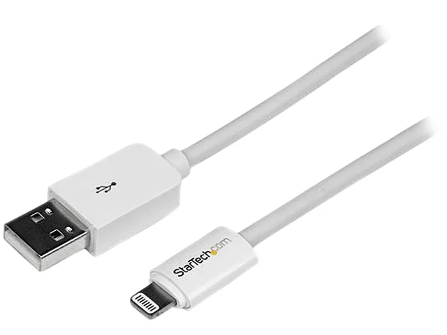 White 2 metre Lightning to USB cable with straight connectors