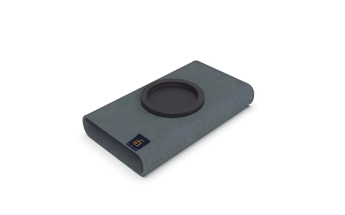 Faux suede magnetic case with OLED touchscreen cut-out