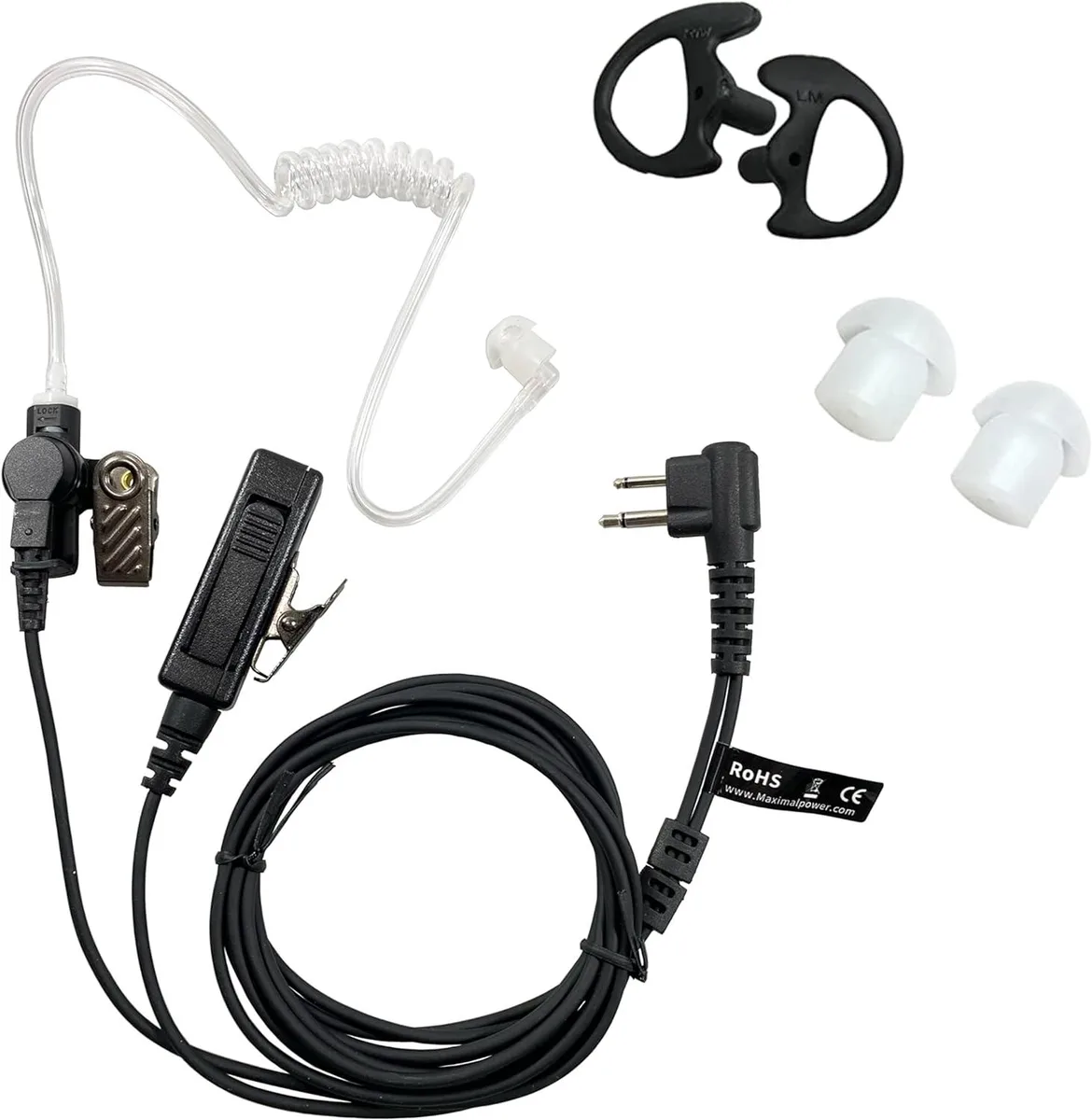 usbroway usbroway Acoustic Earpiece Surveillance with PTT &amp; Kevlar Cable for Motorola CP200 Two-Way Radio — product photo
