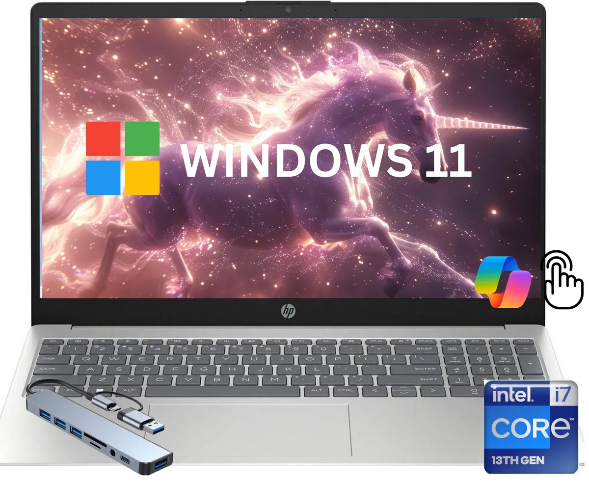HP HP 15 Laptop i7-1355U 16GB DDR4 1TB NVMe 15.6 Touchscreen Silver — product photo