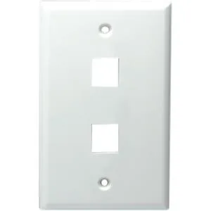 Gray two-port keystone wall plate, standard rectangular form factor