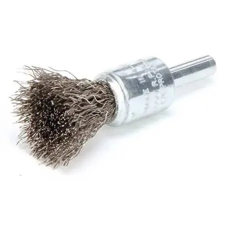 Weiler 96103 stainless steel crimped wire end brush, silver, round shank