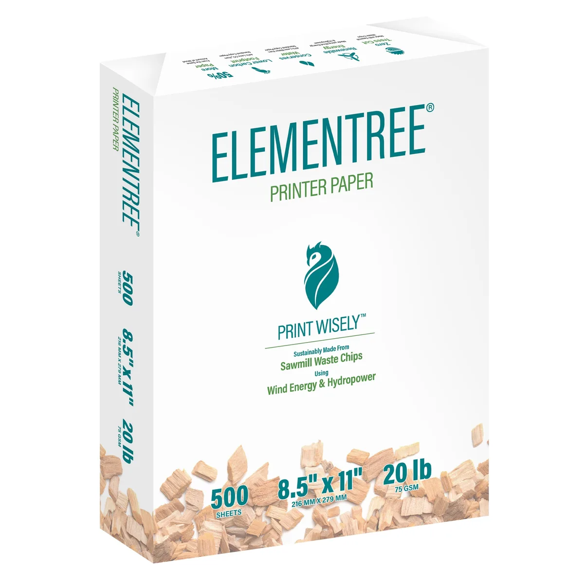 None Continuous None Continuous Elementree Sustainable Printer Paper 8.5 x 11 20 lb White 500 Sheets — product photo