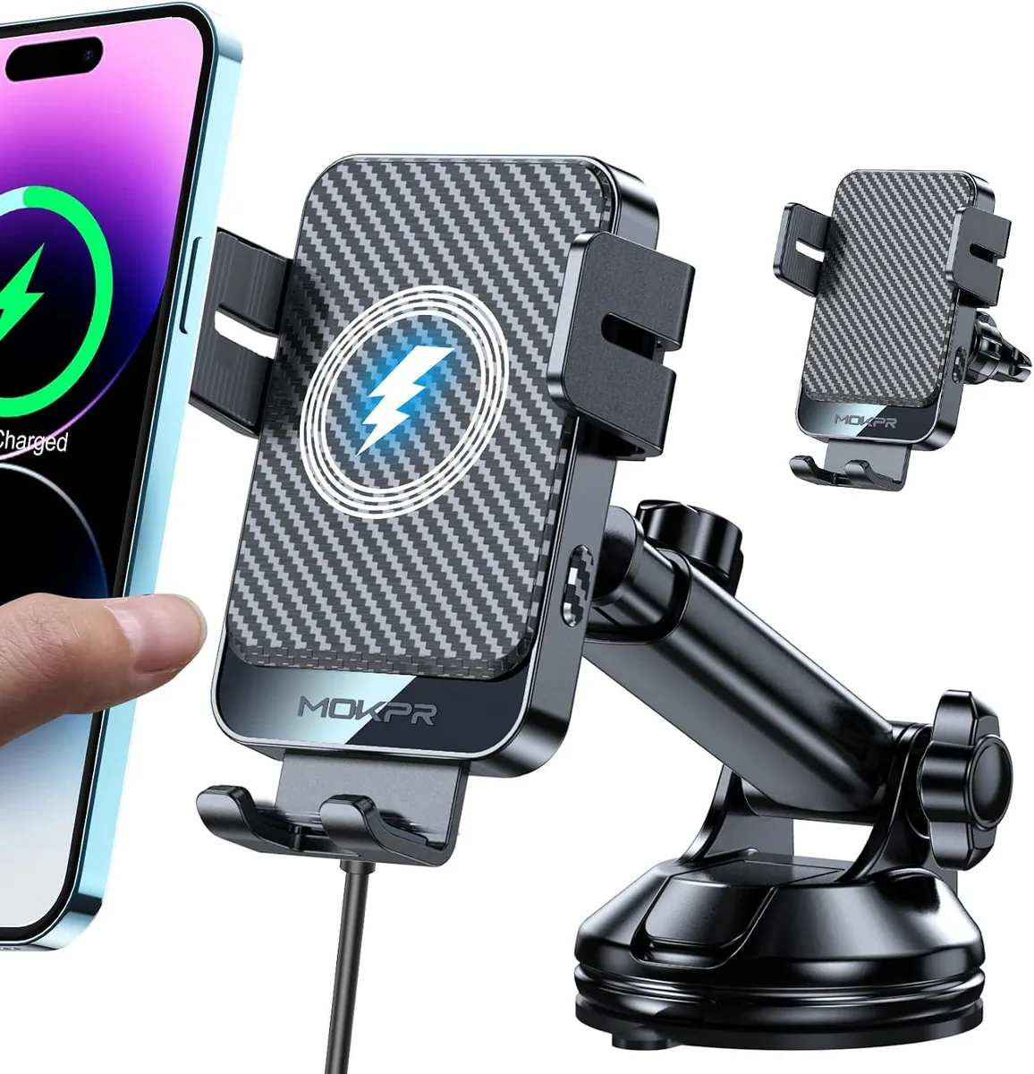 Leelbox Leelbox Wireless Car Charger 15W Auto-Clamping Mount 360° — product photo