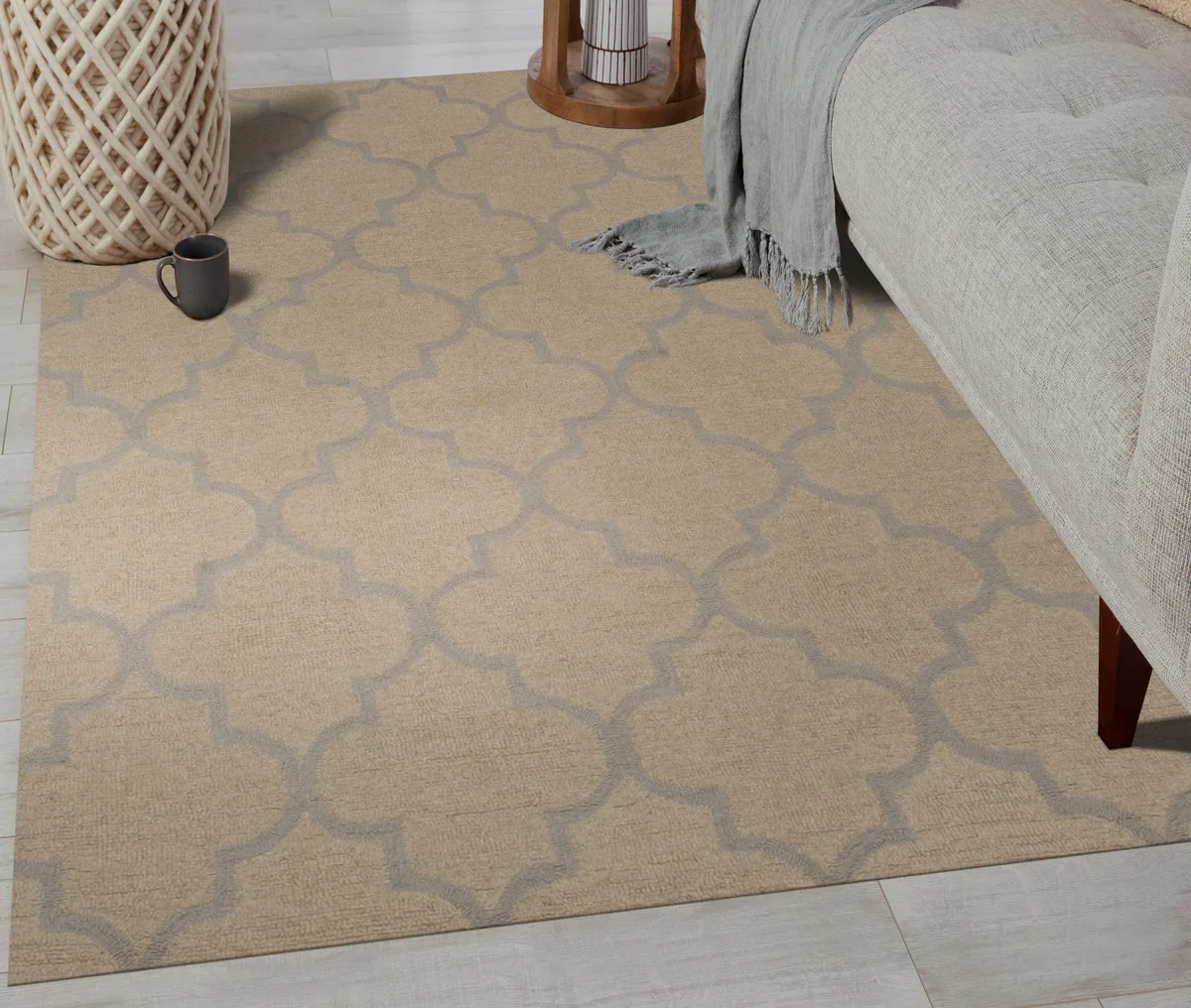 EORC EORC Hand-tufted Wool Moroccan Area Rug 5' x 7' Beige — product photo
