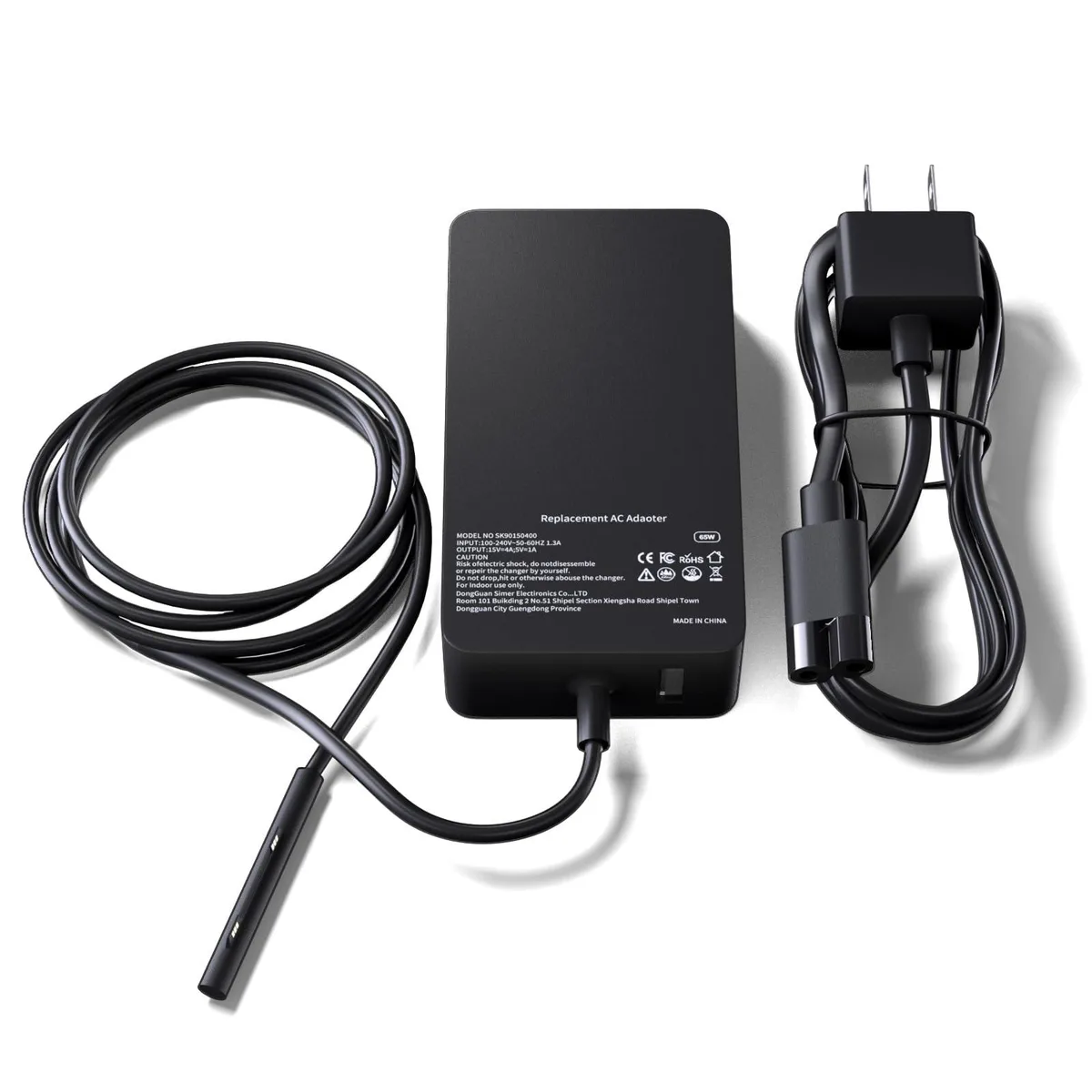 Black rectangular Dell AC adapter brick with detachable power cord