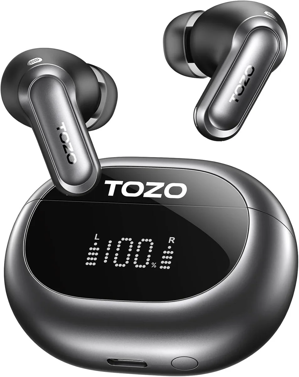 TOZO Store TOZO NC20 Active Noise Cancelling Earbuds Bluetooth 5.4 80H IPX8 Titanium Black — product photo