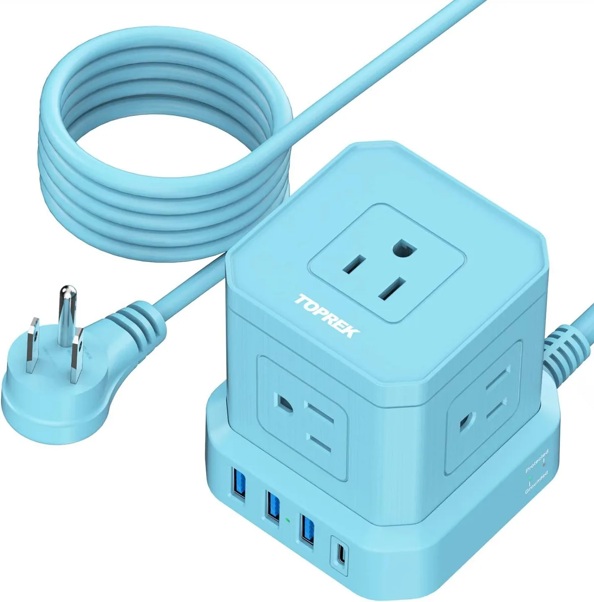 BFKK BFKK 10 ft Power Strip 5 AC 4 USB 700J Surge Protector — product photo