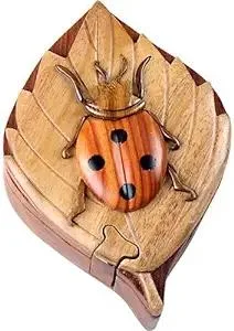 South Asian Handicrafts South Asian Handicrafts Lady Bug Intarsia Puzzle Box hobby collectible — product photo