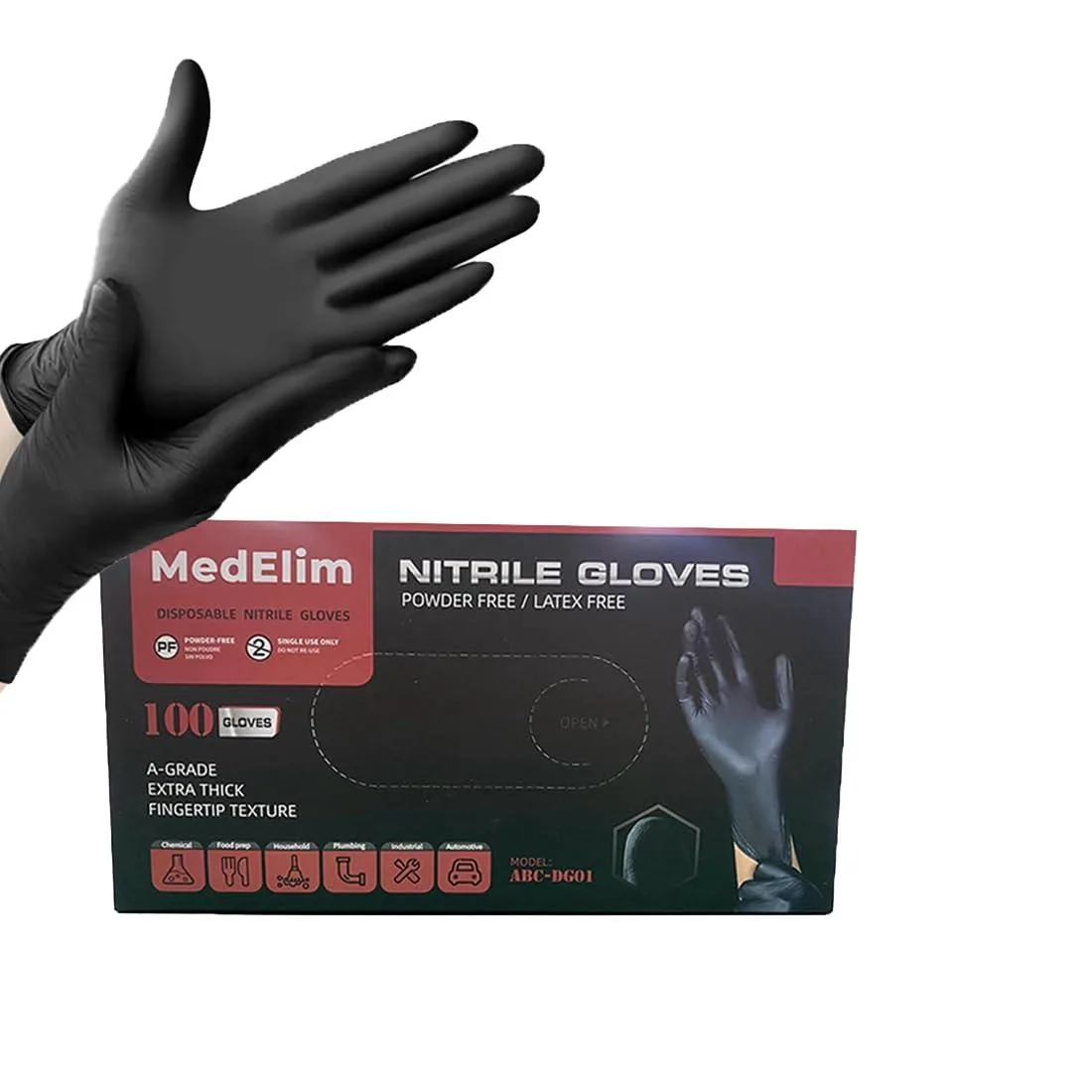 Medium Black Nitrile Gloves 100 Pack 12 — product photo