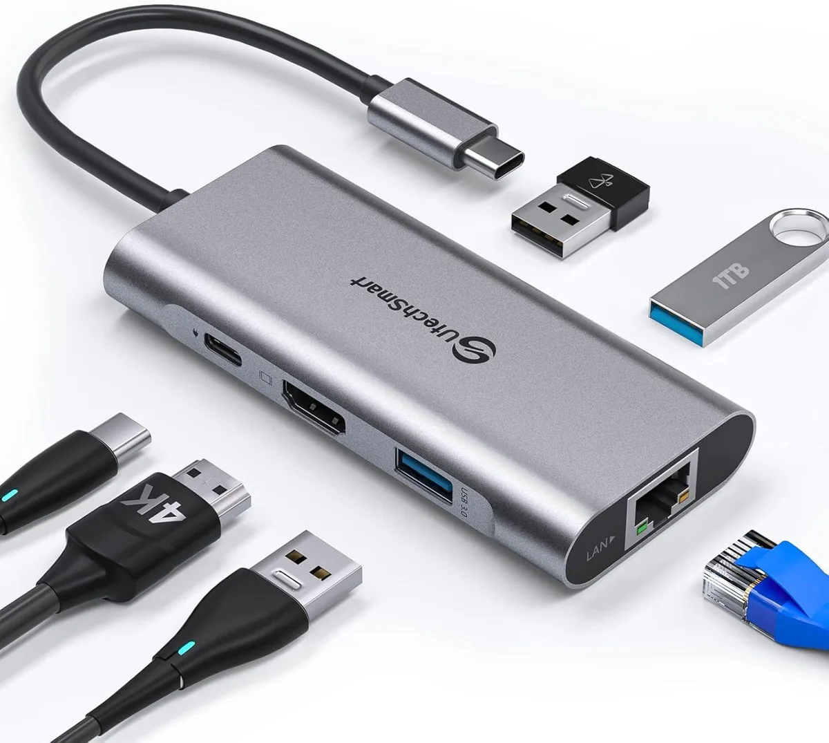TAURKENAM TAURKENAM 6-in-1 USB-C Docking Station 100W PD 4K HDMI 1000M Ethernet 3×USB 3.0 — product photo